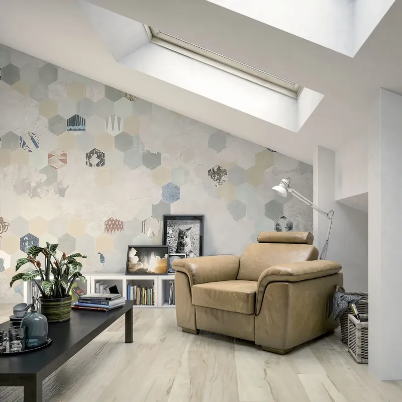 Mai ieftin Esagona, Mix Cement, Tecnografica Tapet geometric Esagona, Mix Cement