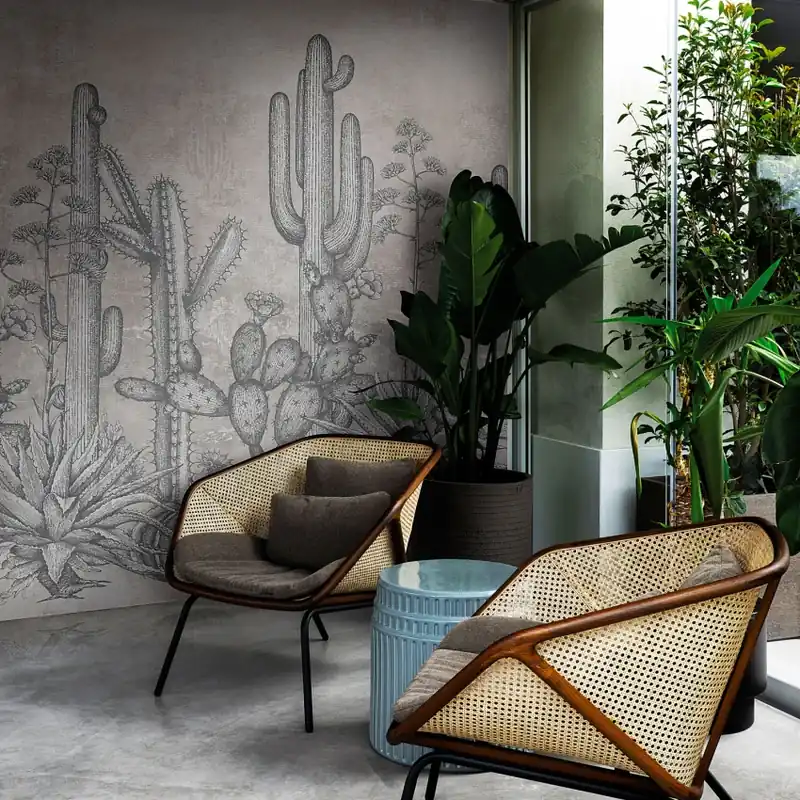 Preț promoțional Exclusive Wallpaper / San Pedro (bej), Londonart Tapet cu design de cactus pentru o atmosferă exotică