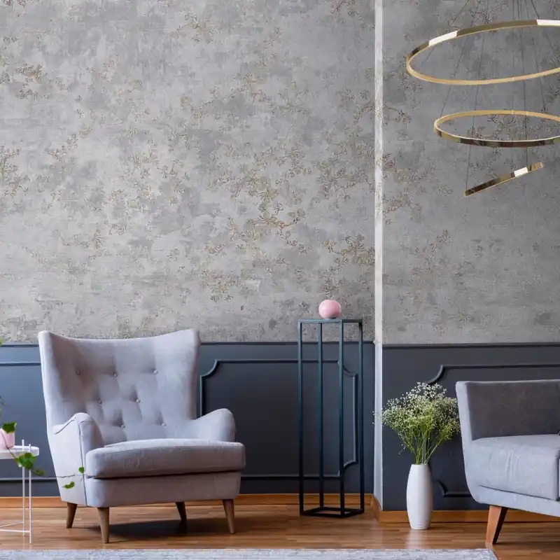 London, Tecnografica Tapet decorativ cu textura de beton și detalii florale - London Preț promoțional