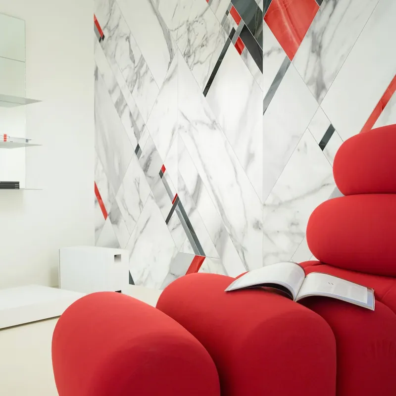 Fifth Avenue, Red, Tecnografica Tapet cu design modern - Inspirat de marmură Reducere