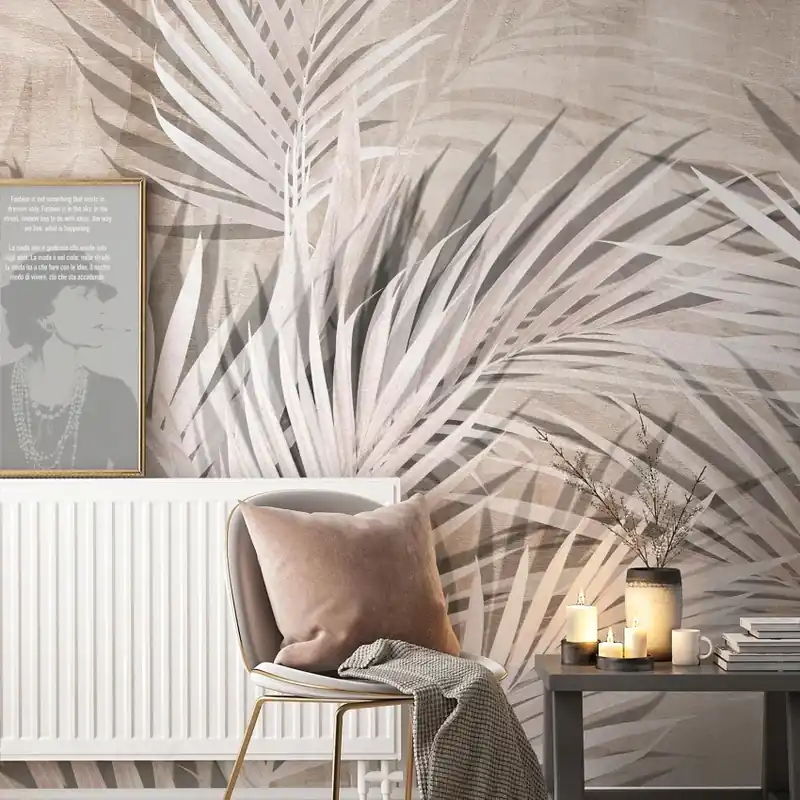 Chilipir Kenthie, Beige, Tecnografica Tapet bej cu frunze delicate - Design elegant și minimalist