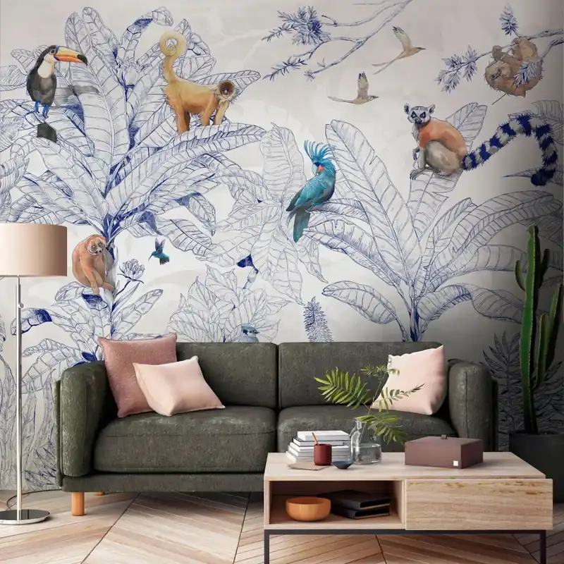 Jungle Club, Blue, Tecnografica Tapet cu design exotic Jungle Club Blue Ultima șansă