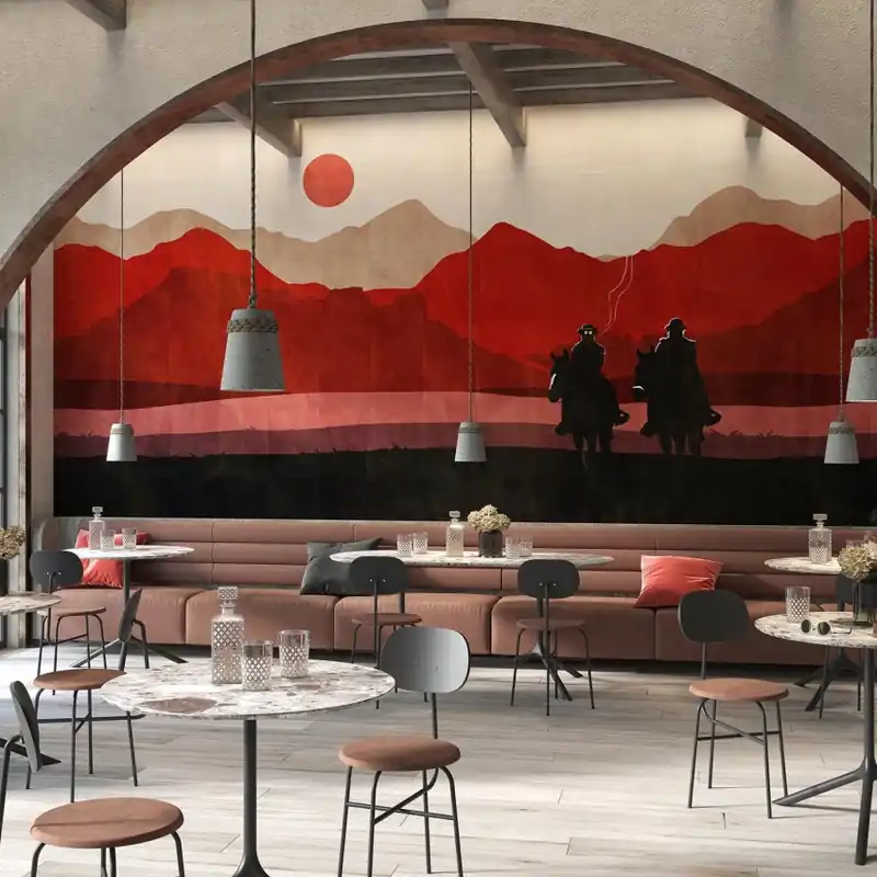 Ofertă limitată Freeman, Red, Tecnografica Tapet modern cu design abstract cu doi călăreți