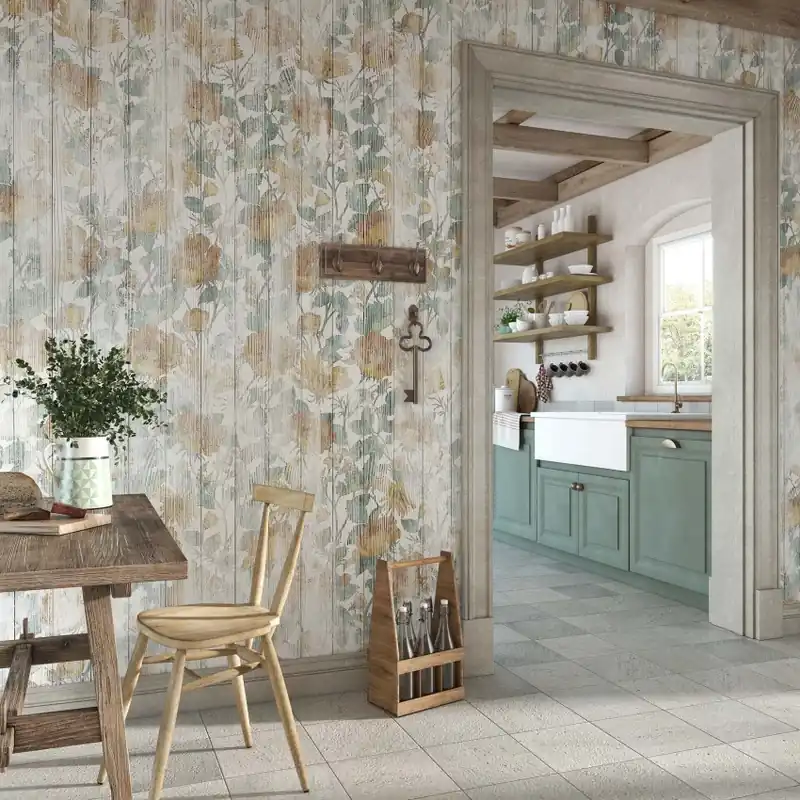 Cumpără acum June, White, Tecnografica Tapet modern cu flori și textură de lemn - June, Alb