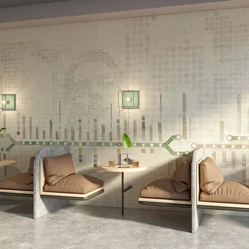 Comandă acum Milan Calling, Juta Classic, Tecnografica Tapet cu design geometric minimalist