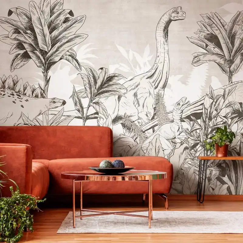 Noutate Jurassic, Line, Tecnografica Tapet cu dinozauri pentru un decor original