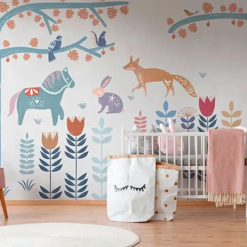 Bestseller Fabel, Vit, Tecnografica Tapet modern cu design floral și animalistic