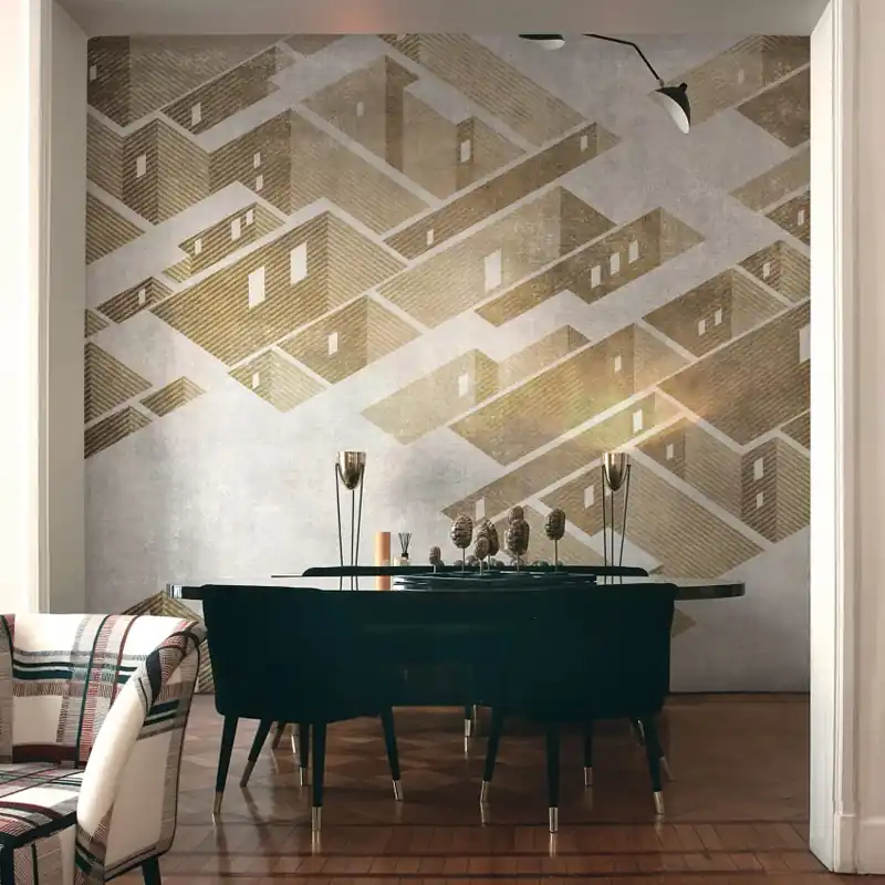 Preț mic Metropolis, Gold, Tecnografica Tapet modern cu aspect 3D