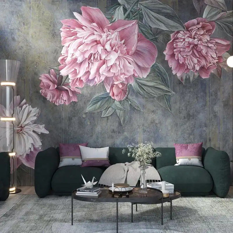 Cristina Iotti Golden Dreams, Tecnografica Tapet floral cu flori roz delicate Calitate înaltă