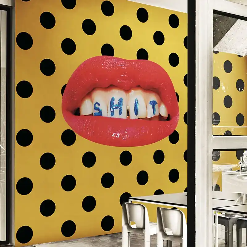 Noutate Toiletpaper / Wash Your Mouth (portocaliu), Londonart Tapet indraznet cu design unic
