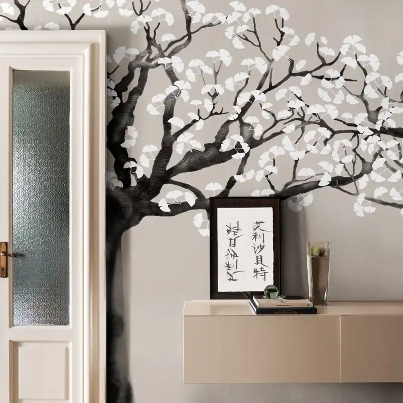 Kimono Tale Books / Kosode (alb), Londonart Tapet cu design minimalist inspirat de cultura japoneză Preț redus