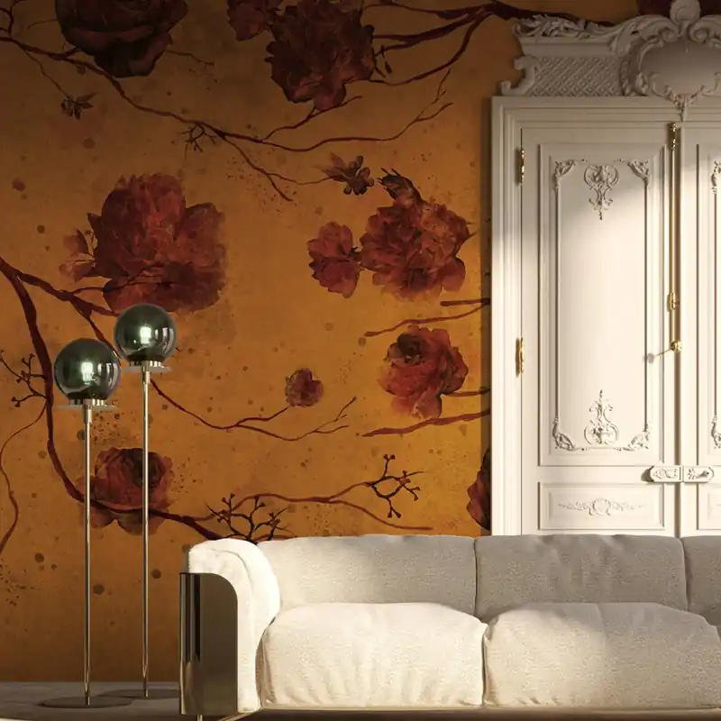 Giopagani / Fingerprint File (auriu), Londonart Tapet Floral Auriu pentru o Atmosferă Rafinată Chilipir