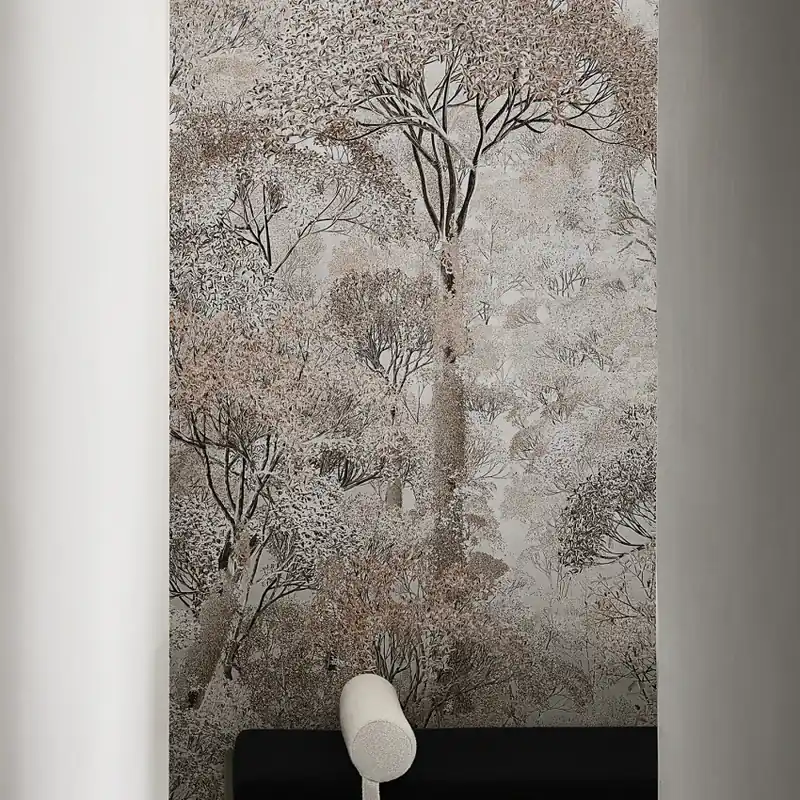 Retur gratuit Exclusive Wallpaper / Labyrinth Re-Edition (bej), Londonart Tapet cu Arbori și Frunze Delicate
