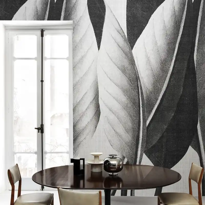 Cel mai bun preț Exclusive Wallpaper / The Queen Re-Edition (negru), Londonart Tapet cu frunze elegante