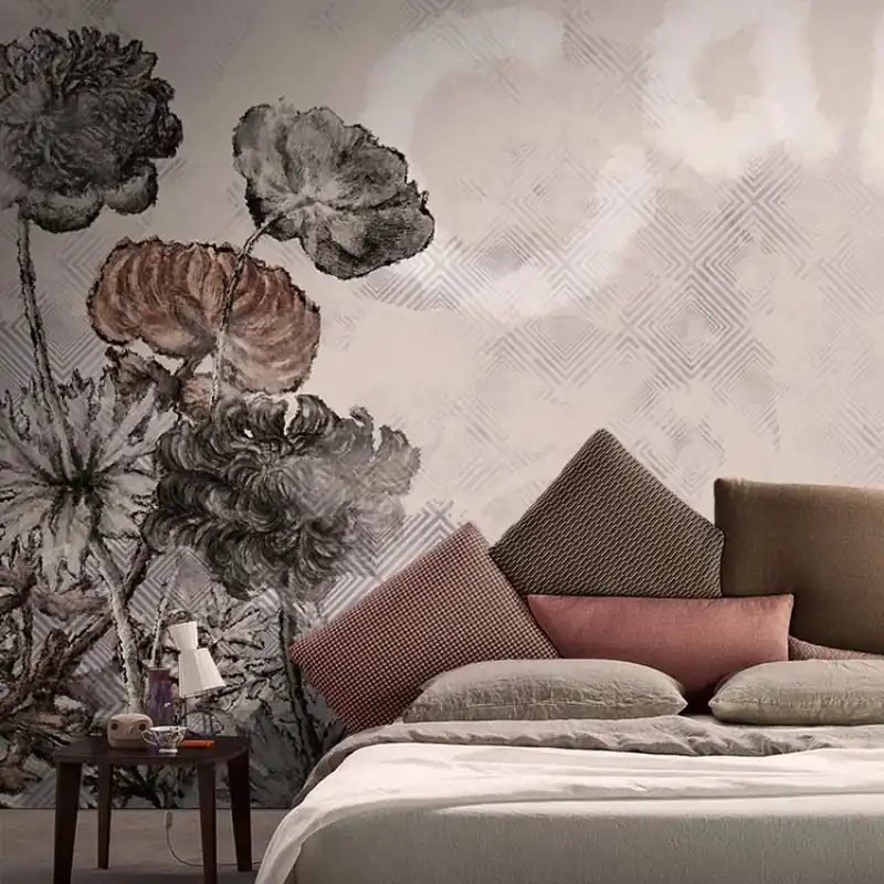 Noutate Calm, idea murale Tapet cu flori delicate, o alegere contemporană pentru dormitor
