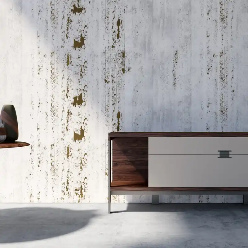 Reducere Concrete Surfaces CS1.04, Stannic Gold - YO2 design Wallpaper cu aspect de beton brut, cu accente aurii