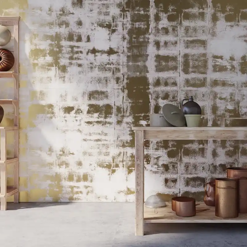 Concrete Surfaces CS1.06, Stannic Gold - YO2 design Tapet cu aspect de beton pentru un design modern Livrare rapidă