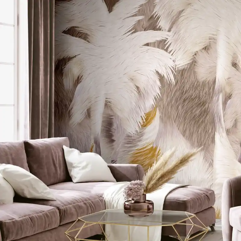 Palm Dreams, Idea Murale Tapet modern cu design abstract de pene - Palm Dreams Cumpără online
