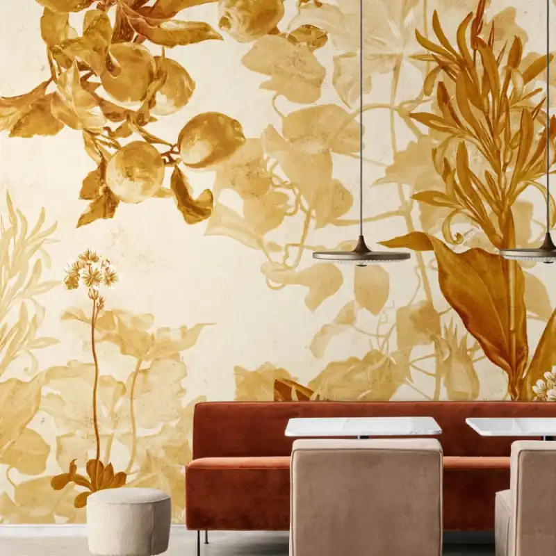 Retur gratuit Golden Silence III, Idea Murale Tapet floral contemporan Golden Silence III