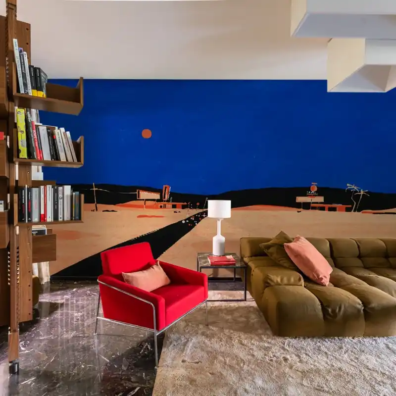 Road Trip, Blue, TresTintas Tapet lavabil pentru un living modern Reducere specială