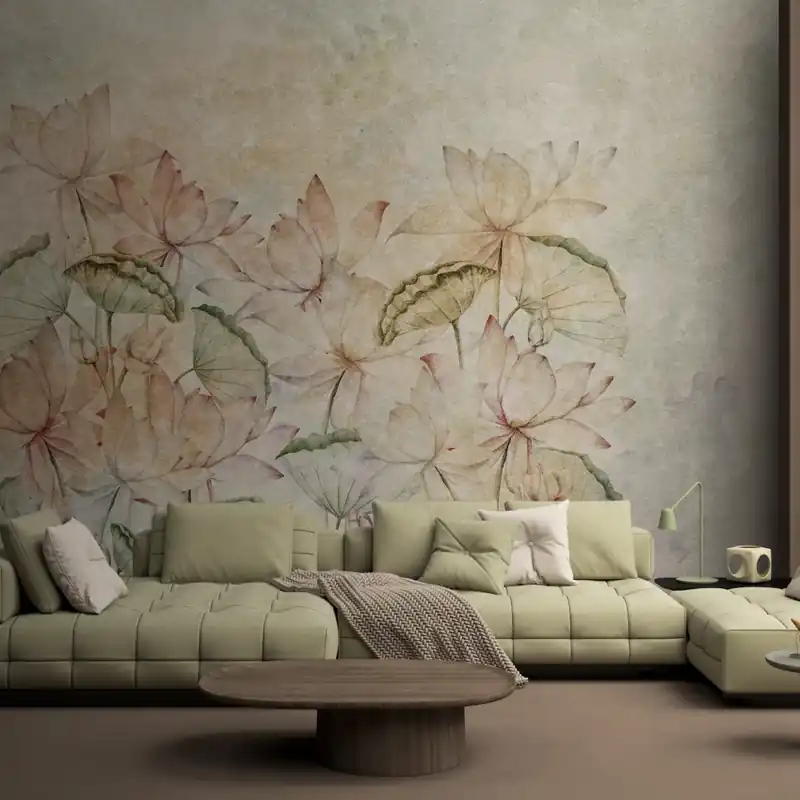 Soil Textures MY1.03.1 - YO2 design Tapet cu design delicat de nuferi, perfect pentru o atmosferă elegantă și relaxantă Lichidare de stoc