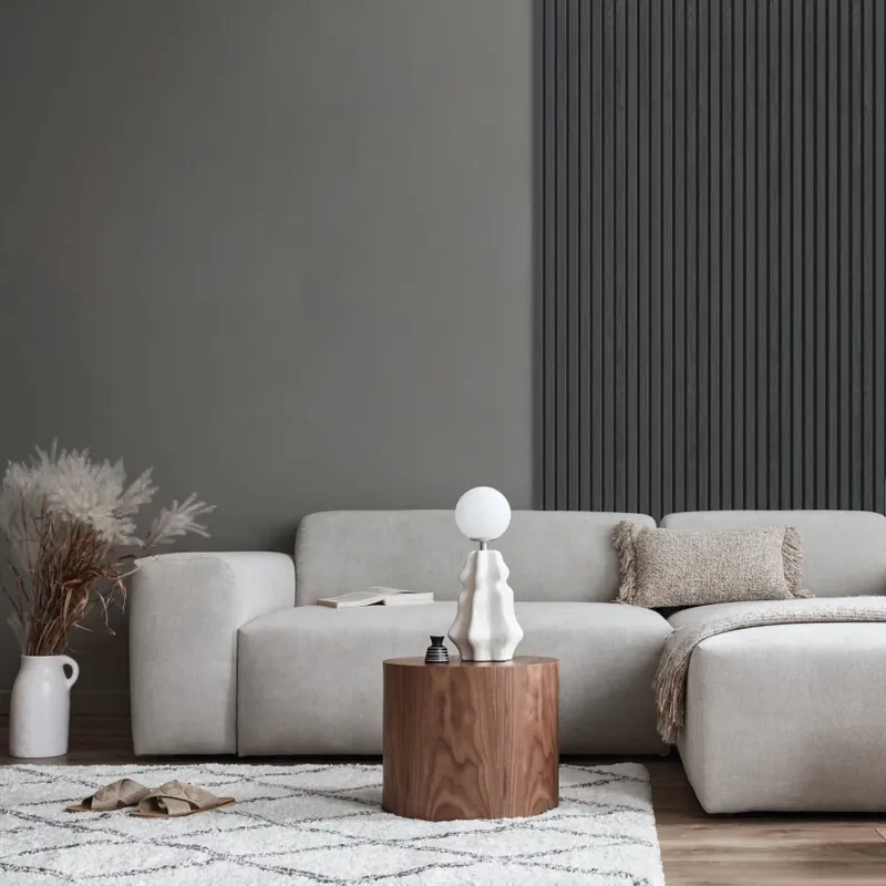 Riflaj decorativ MDF, Graphite, fonoabsorbant, 270x28cm, Lamelio Panouri Decorative Riflate Graphite - Eleganță și Acustică Cumpără acum