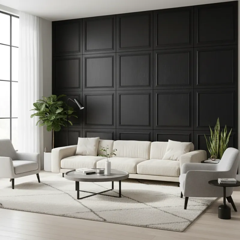 Panou MDF Agora, Charcoal Black, Structurat Panou Decorativ MDF Negru Cărbune Structurat Reducere extra