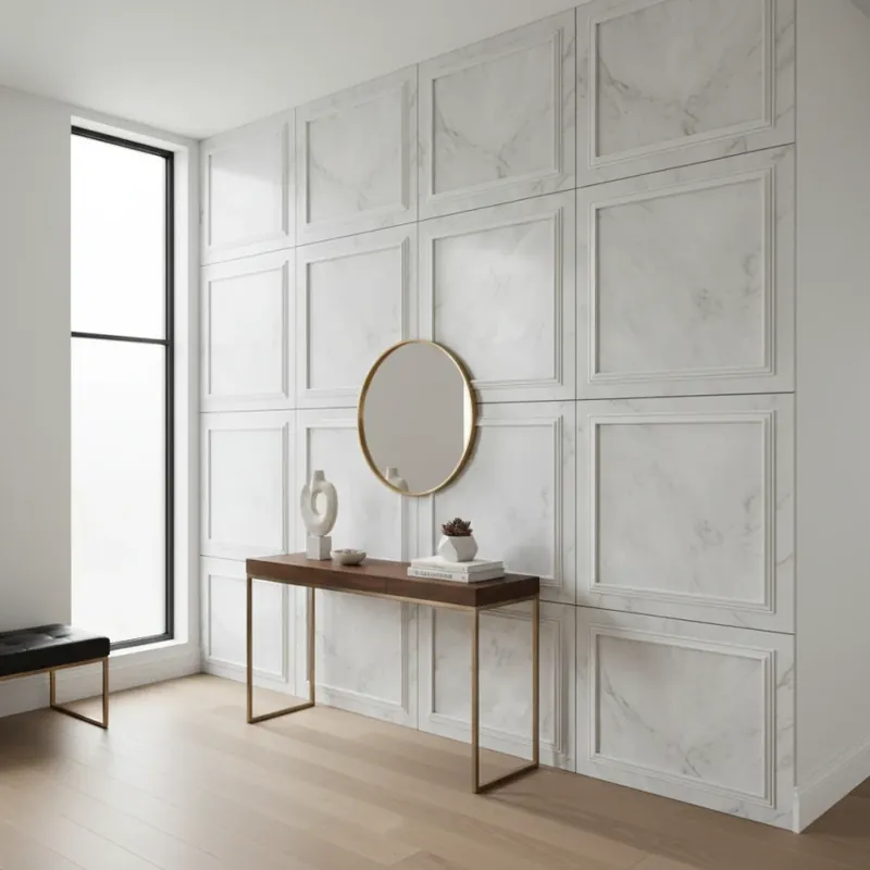Panou MDF Agora, Marble White Panouri Decorative MDF cu Aspect de Marmură Albă Bestseller