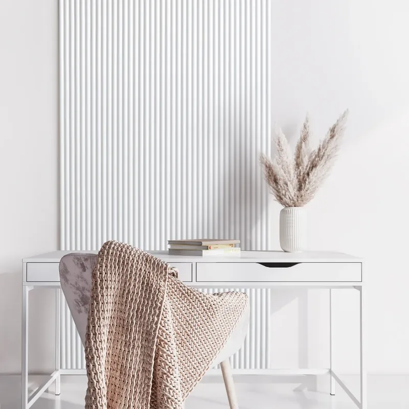 Riflaj decorativ 3D Luna, Alb, 270x12 cm, Lamelio Tapet 3D cu aspect riflat - Design minimalist și elegant Cumpără acum