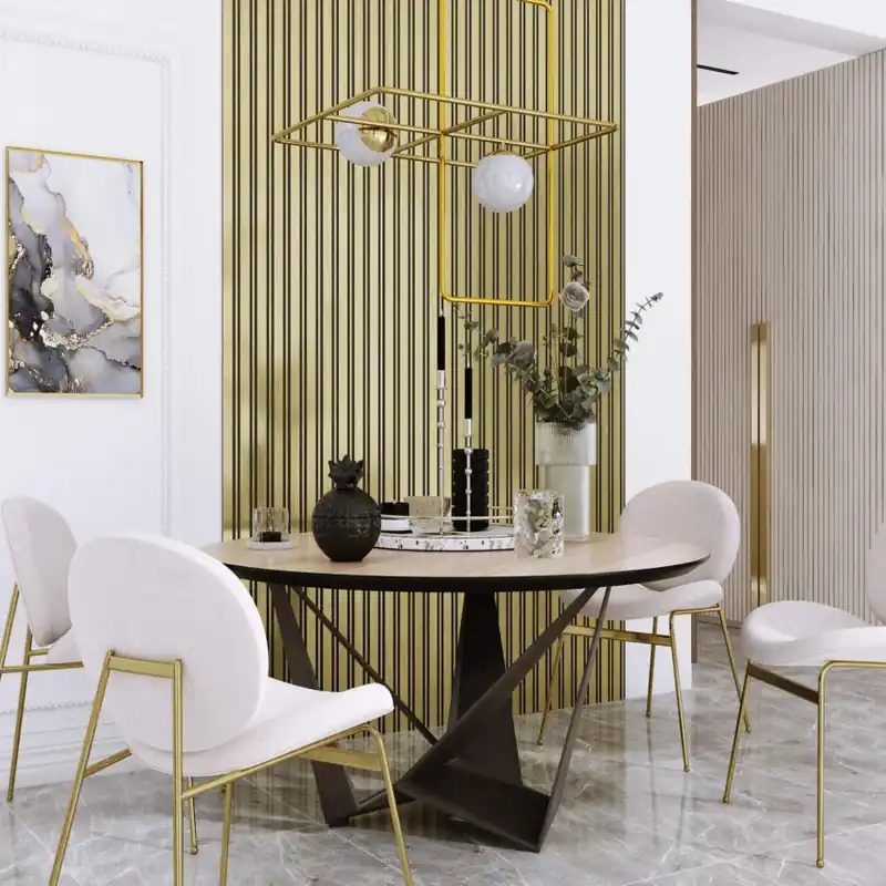Preferatul clienților Riflaj decorativ 3D Milo, Auriu, 270x11.6cm, Lamelio Panou 3D decorativ pentru perete