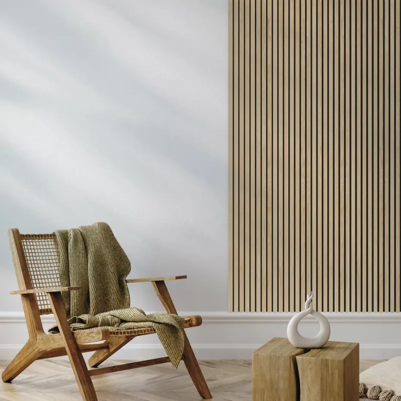 Riflaj decorativ MDF, Light Oak, fonoabsorbant, 270x28cm, Lamelio Panouri Decorative Riflate Stejar Deschis Super ofertă