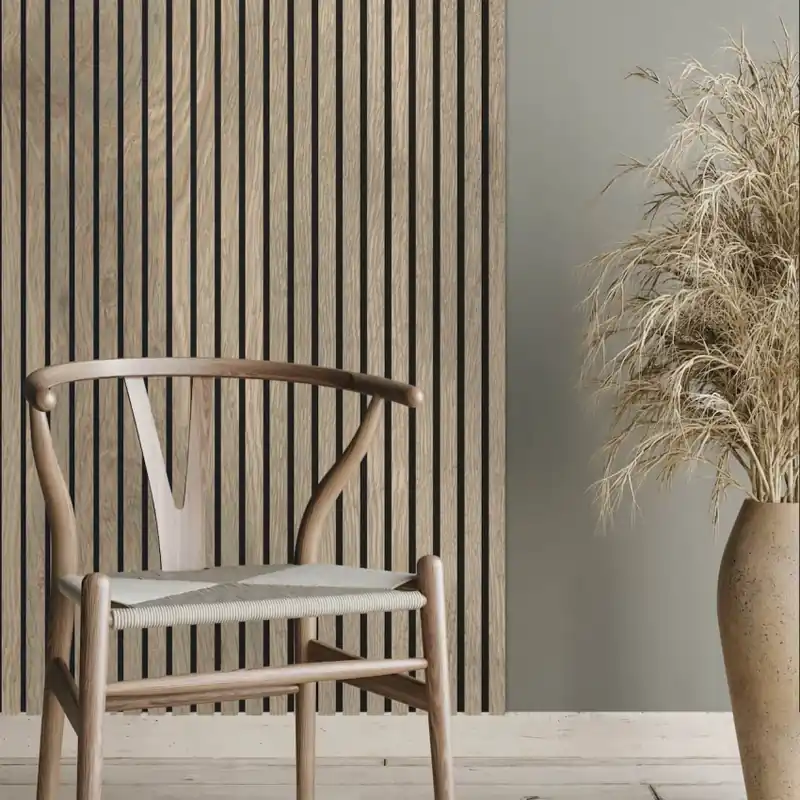 Promoție Riflaj decorativ MDF, Sonoma Oak, fonoabsorbant, 270x28cm, Lamelio Panouri Decorative Riflate cu Aspect Stejar Sonoma