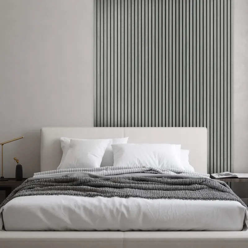 Retur gratuit Riflaj decorativ MDF, Grey, fonoabsorbant, 270x28cm, Lamelio Eleganță și confort cu panouri decorative riflate