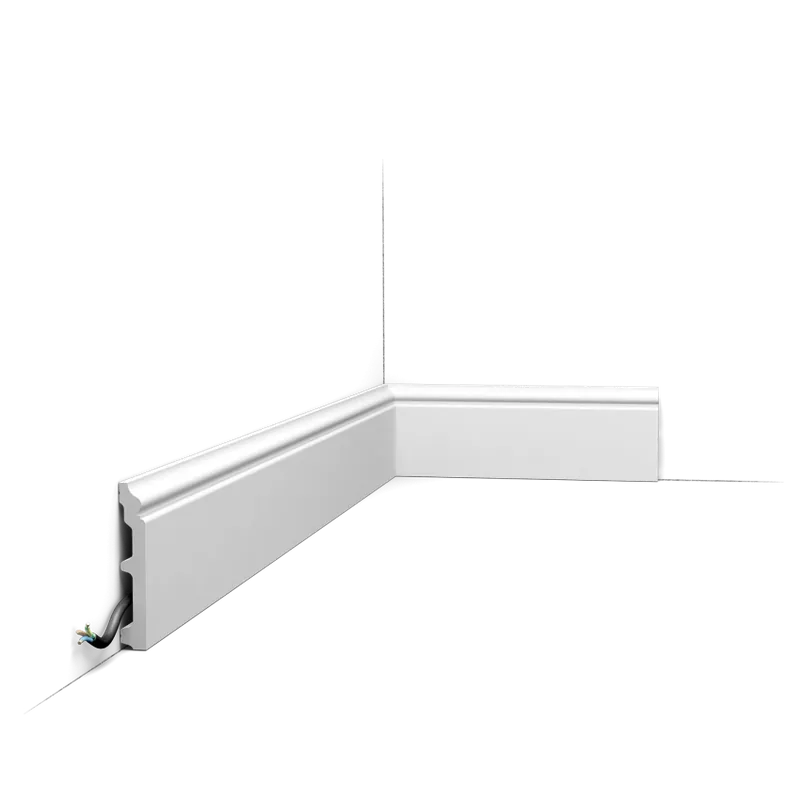 Plinta SX173-RAL9003 CONTOUR, Dimensiuni L 200 X 10cmH X 1.6 cm, Duropolimer, Orac Decor Plintă Decorativă Albă pentru Interioare Moderne Reducere specială