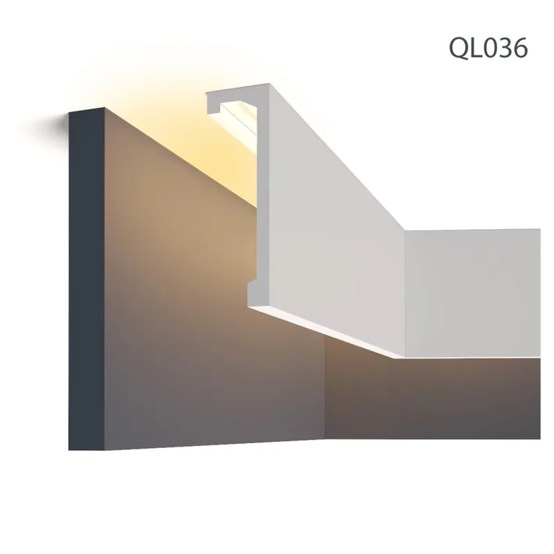 Ofertă limitată Cornisa mascare galerie pentru LED QL036, 240 X 14.8 X 4.6 cm, Mardom Decor Cornișă decorativă pentru iluminat și galerie