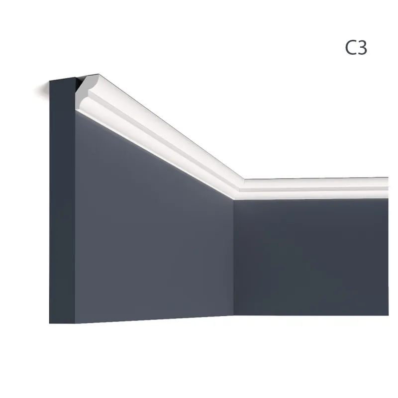 Cornisa decorativa din polimer rigid C3 - 2.8 x 2.8 x 200 cm, Manavi Cornisa decorativa din polimer rigid C3 - 2.8 x 2.8 x 200 cm, Manavi Premium