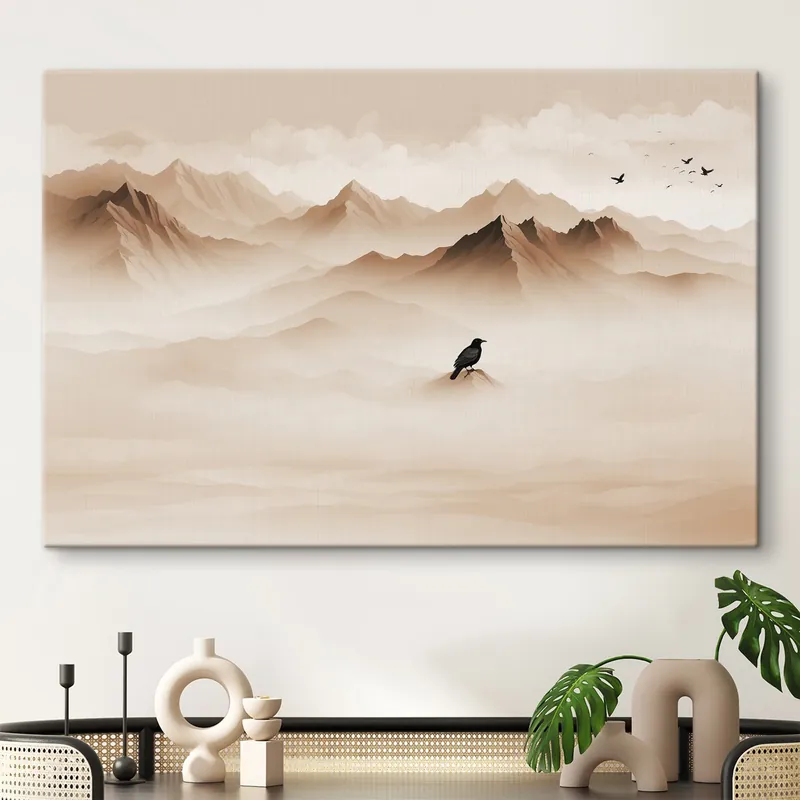 Pictură pe pânză Munți în ceață în grafică vectorială Nr s41295 Cel mai bun preț