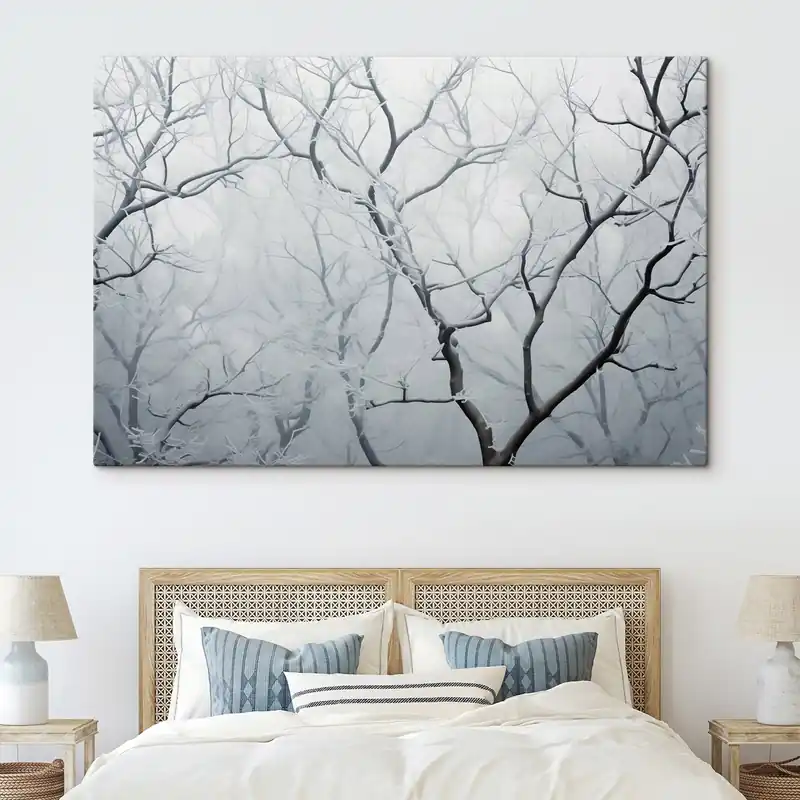 Livrare expres Pictură pe pânză Ramuri de copac în îngheț, minimalism Nr s41469