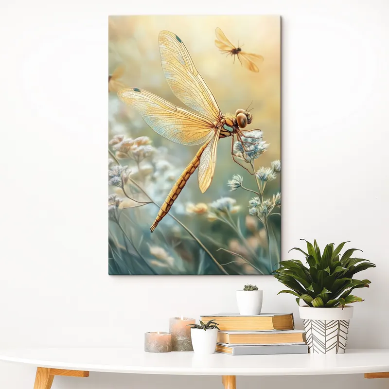Reducere specială Pictură pe pânză libelulă deasupra florilor Nr s41623