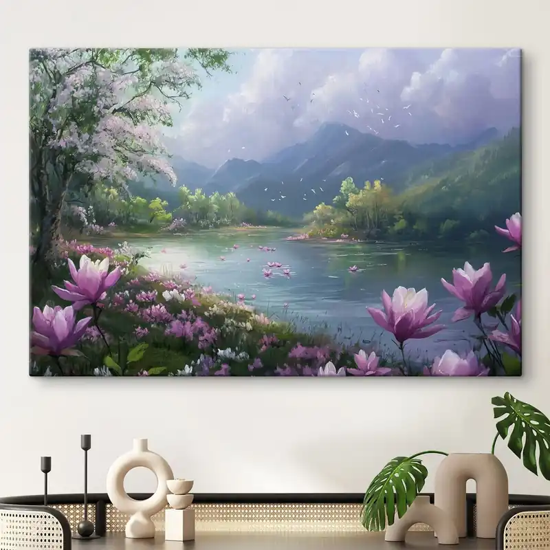 Cumpără online Pictură pe pânză lac frumos între munți Nr s41629