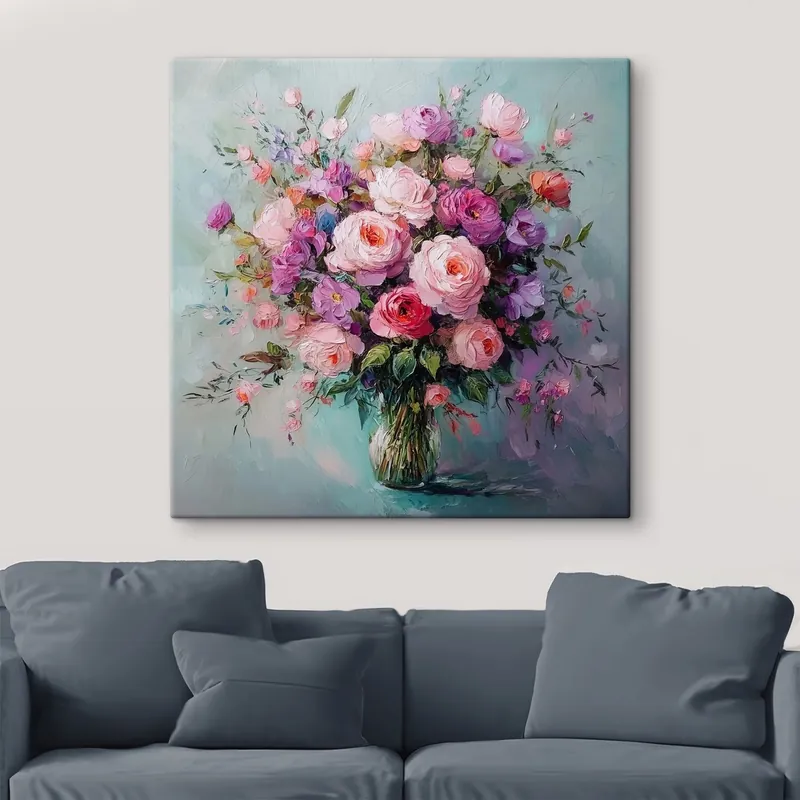 Ofertă exclusivă Pictură pe pânză buchet luxuriant cu vopsele de ulei Nr s41636