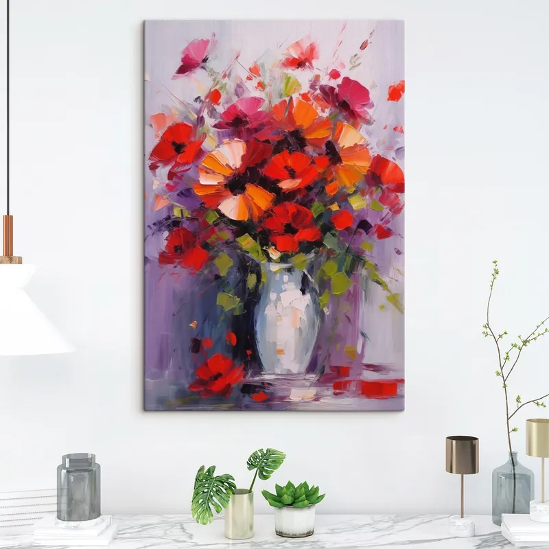 Pictură pe pânză Buchet de maci roșii Nr s41666 Mai ieftin