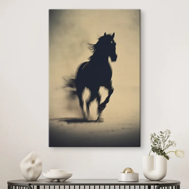 Pictură pe pânză Siluetă de cal negru în stil neclar Nr s41708 Comandă acum