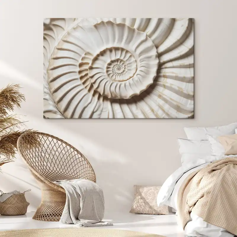 Bestseller Pictură pe pânză Scoică spiralată albă, care prezintă un model complex și detaliat Nr s41728