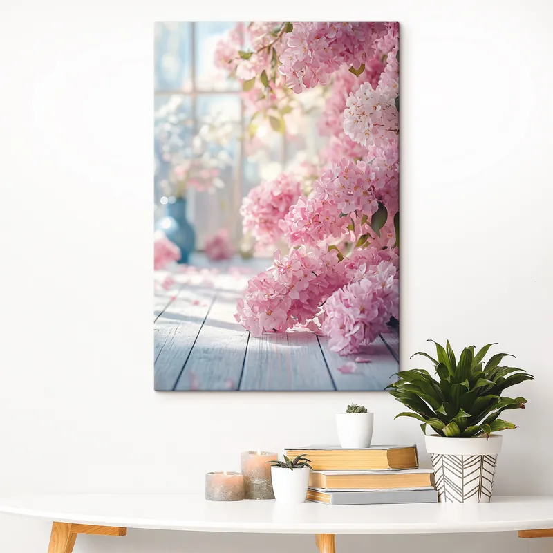 Discount Pictură pe pânză Liliac roz pe fundalul ferestrei Nr s41748