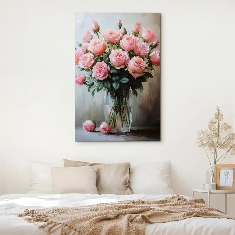 Pictură pe pânză Buchet de trandafiri într-o vază Nr s41749 Reducere de preț