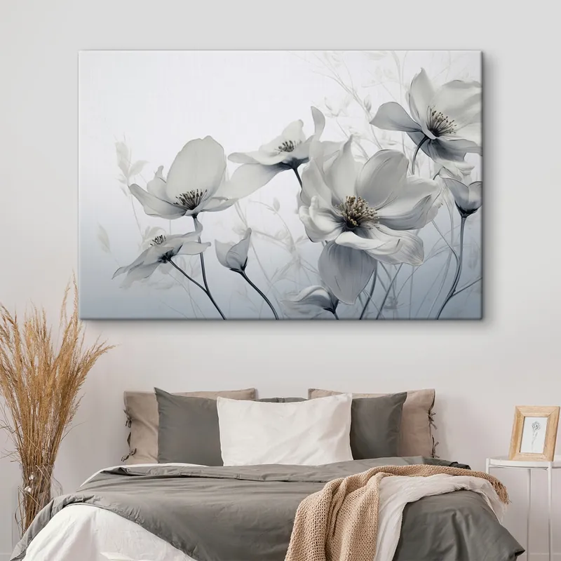 Pictură pe pânză Delicate flori gri Nr s41829 Plată securizată
