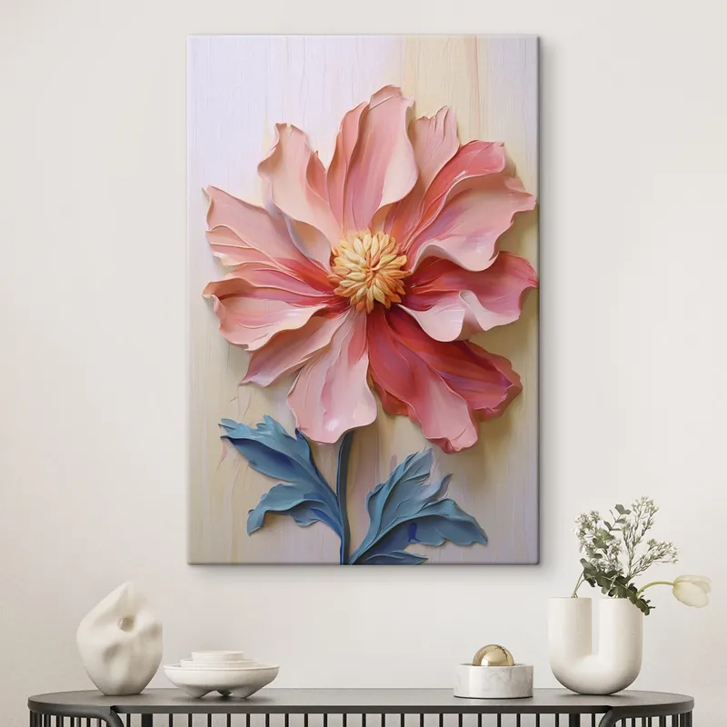 Ofertă exclusivă Pictură pe pânză Lovituri de vopsea imitare floare roz Nr s41941