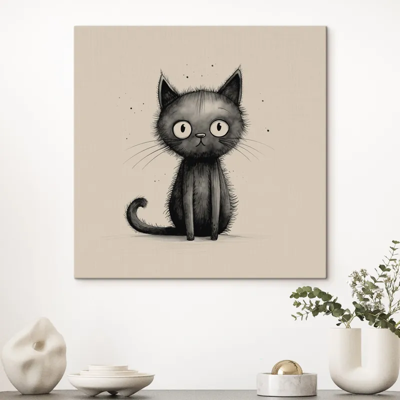 Preferatul clienților Pictură pe pânză Minimalismul pisicii negre Nr s42033