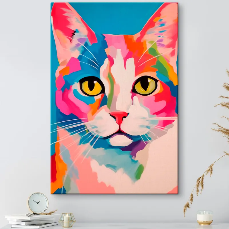 Promoție Pictură pe pânză Pisică colorată Nr s41793
